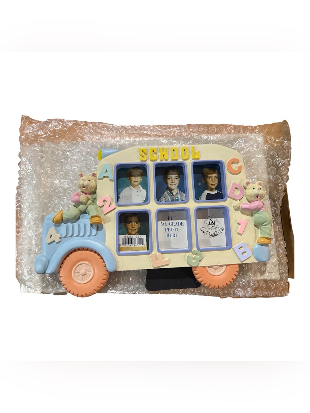 vintage 3D school bus collage picture frame